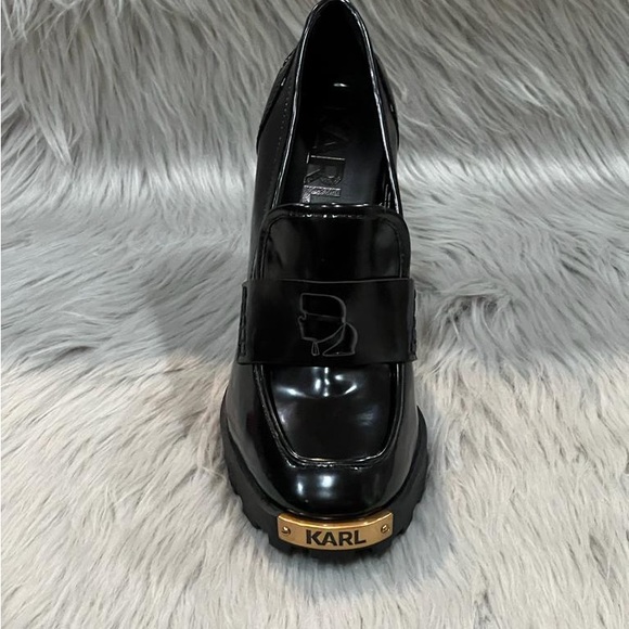 Karl Lagerfeld Women’s Patent High Heeled VIRNA/G22 Loafers. New - Picture 4 of 9
